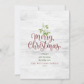 メリークリスマスウ素朴ィードミストレトーバーガンディ シーズンカード (正面)