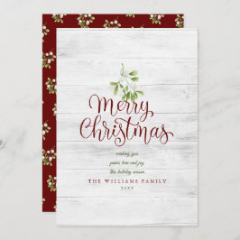 メリークリスマスウ素朴ィードミストレトーバーガンディ シーズンカード