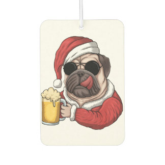 メリークリスマスエアーフレッシュナー | Pug Dog Lover Gift カーエアーフレッシュナー