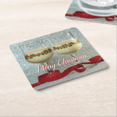 メリークリスマスエグノググラスパブボードコースター スクエアペーパーコースター (アングル)