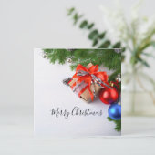 メリークリスマスエバーグリーンクリスマスオーナメントギフト カード (スタンド正面)