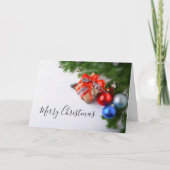 メリークリスマスエバーグリーンクリスマスオーナメントギフト カード (正面)