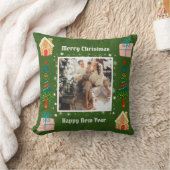 メリークリスマスエバーグリーン家族の写真 クッション (ブランケット)