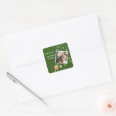 メリークリスマスエバーグリーン家族の写真 スクエアシール (封筒)