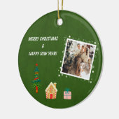 メリークリスマスエバーグリーン家族の写真 セラミックオーナメント (左)