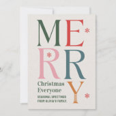 メリークリスマスエベロフェスティバルレトロタイポグラフィ 招待状 (正面)