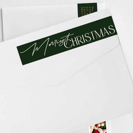 メリークリスマスエメラルドグリーン差出人住所 ラップアラウンドラベル