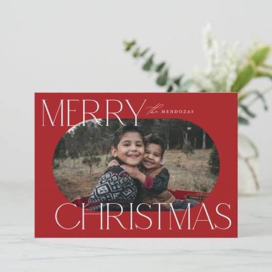 メリークリスマスエリプスオーバルフォトカード シーズンカード (スタンド正面)