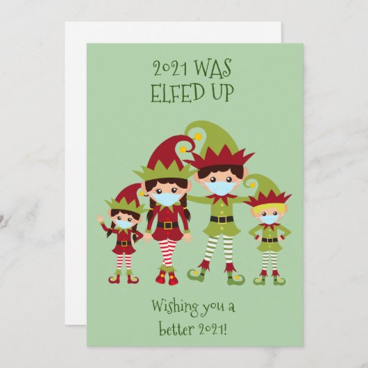 メリークリスマスエルフェイドアップファミリー顔マスク シーズンカード (正面/裏面)