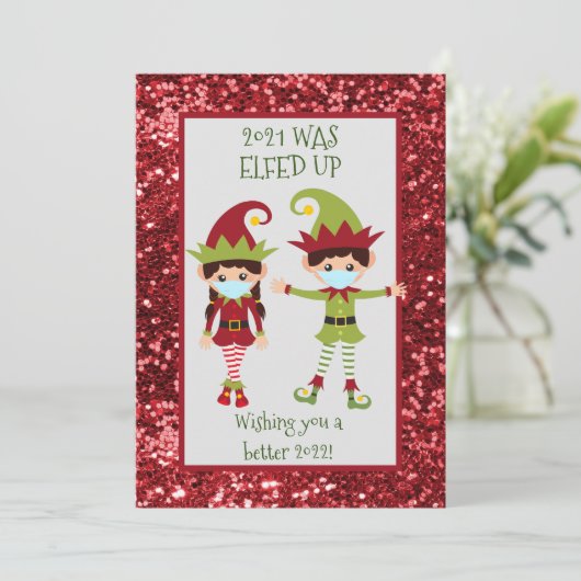 メリークリスマスエルフェッおもしろいドアップ顔マスク2021 シーズンカード (スタンド正面)