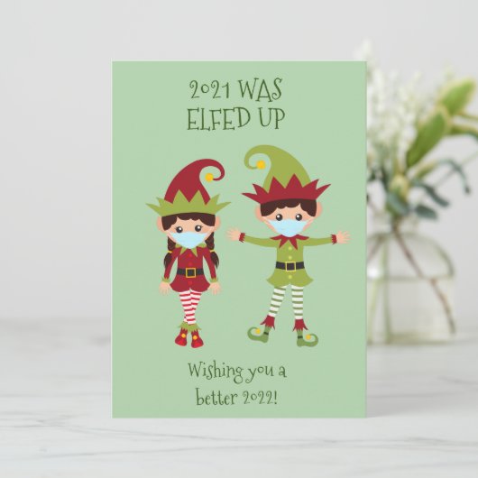 メリークリスマスエルフェッおもしろいドアップ顔マスク2021 シーズンカード (スタンド正面)