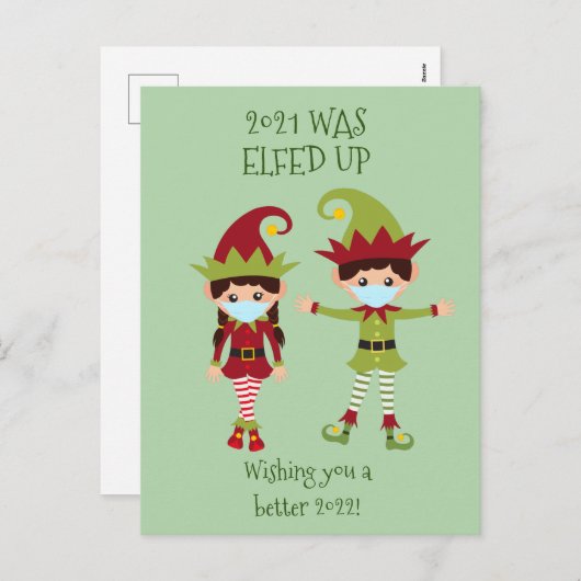 メリークリスマスエルフェッおもしろいドアップ顔マスク2021 シーズンポストカード (正面/裏面)
