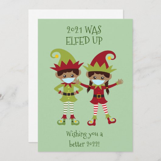 メリークリスマスエルフェッドアップエスニック顔マスク2021 シーズンカード (正面/裏面)