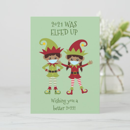 メリークリスマスエルフェッドアップエスニック顔マスク2021 シーズンカード (スタンド正面)