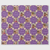 メリークリスマスエレガントのスノーフレーク写真パープル ラッピングペーパー (フラット)