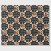 メリークリスマスエレガントのスノーフレーク写真ブラック ラッピングペーパー (フラット)