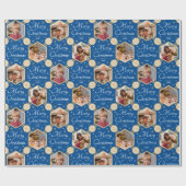 メリークリスマスエレガントのスノーフレーク写真ブルー ラッピングペーパー (フラット)