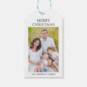 メリークリスマスエレガントの休日の緑の写真 ギフトタグ (正面)