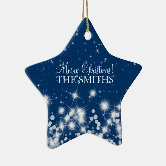 メリークリスマスエレガントの冬の輝くブ王室のルー セラミックオーナメント (右)