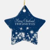 メリークリスマスエレガントの冬の輝くブ王室のルー セラミックオーナメント (正面)