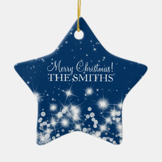 メリークリスマスエレガントの冬の輝くブ王室のルー セラミックオーナメント (正面)