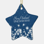 メリークリスマスエレガントの冬の輝くブ王室のルー セラミックオーナメント (左)