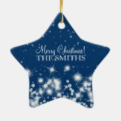 メリークリスマスエレガントの冬の輝くブ王室のルー セラミックオーナメント (裏面)