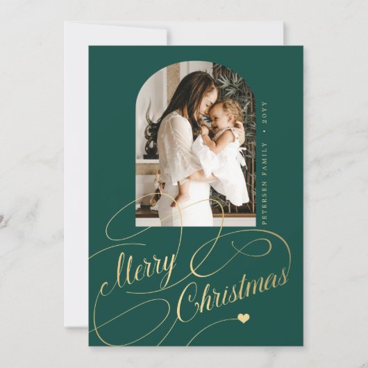 メリークリスマスエレガントの台本の家族写真 シーズンカード (正面)