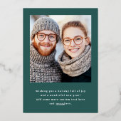 メリークリスマスエレガントの台本の松の緑の写真 箔シーズンカード (裏面)