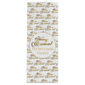 メリークリスマスエレガントの台本の白と金ゴールド ワインギフトバッグ (正面)