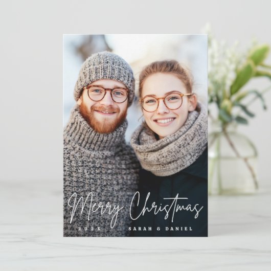 メリークリスマスエレガントの台本の赤い写真 シーズンカード (スタンド正面)