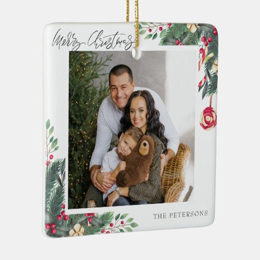 メリークリスマスエレガントの挨拶の写真 セラミックオーナメント (右)