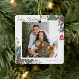 メリークリスマスエレガントの挨拶の写真 セラミックオーナメント