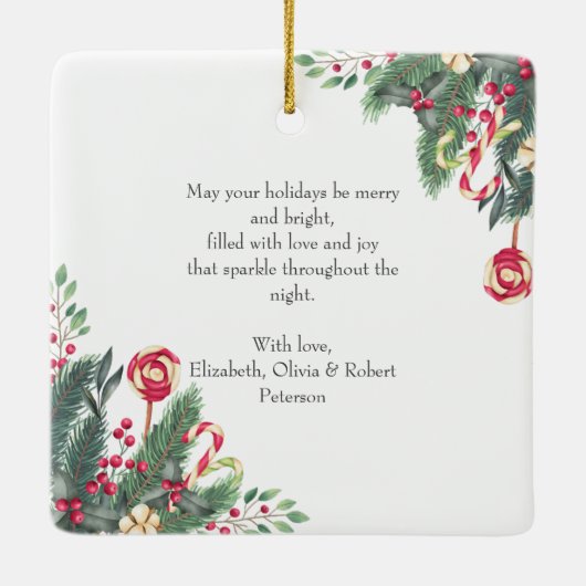 メリークリスマスエレガントの挨拶の写真 セラミックオーナメント (裏面)