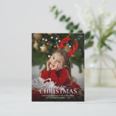 メリークリスマスエレガントの文字オーバーレイ付き写真 シーズンカード (スタンド正面)