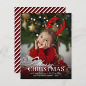 メリークリスマスエレガントの文字オーバーレイ付き写真 シーズンカード (正面/裏面)