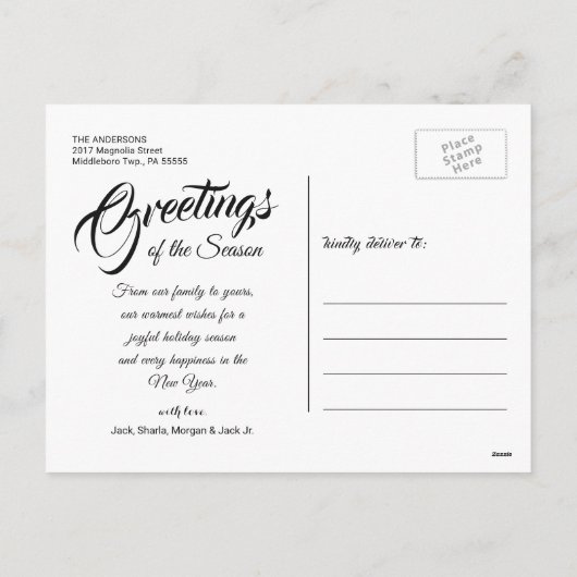 メリークリスマスエレガントの文字オーバーレイ付き写真 シーズンポストカード (裏面)