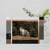 メリークリスマスエレガントの格子模様の写真枠 箔シーズンカード (立ち正面)