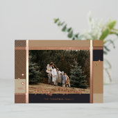 メリークリスマスエレガントの格子模様の写真枠 箔シーズンカード (立ち正面)