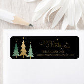 メリークリスマスエレガントの水の色の木黒 ラベル (インサイチュ)