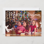 メリークリスマスエレガントの白い草書体の写真 シーズンカード (正面)