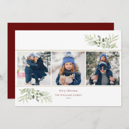 メリークリスマスエレガントの緑モダンの写真3 シーズンカード