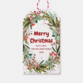 メリークリスマスエレガントウォーターカラーリース ギフトタグ (正面)