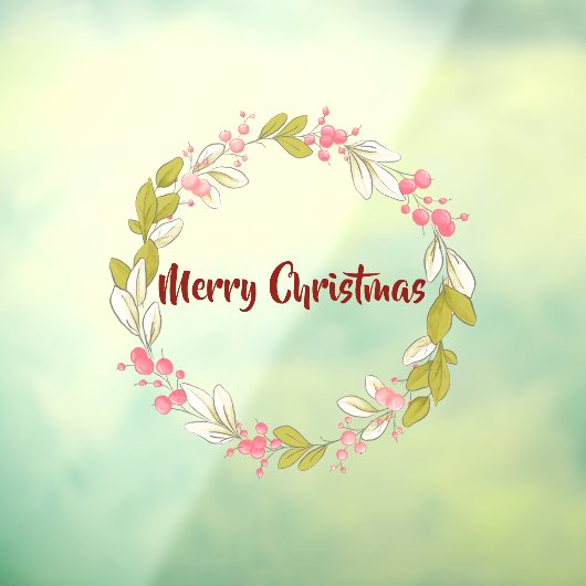 メリークリスマスエレガントウォーターカラー冬リース ウィンドウサイン (シート3)