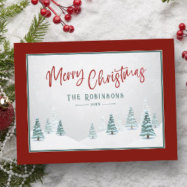メリークリスマスエレガントカントリー冬のトウヒ シーズンポストカード