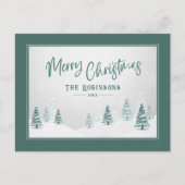 メリークリスマスエレガントカントリー冬のトウヒ シーズンポストカード (正面)