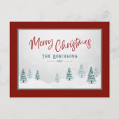 メリークリスマスエレガントカントリー冬のトウヒ シーズンポストカード (正面)