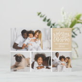 メリークリスマスエレガントクラフトスクリプト写真コラージュ シーズンカード (スタンド正面)