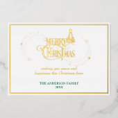 メリークリスマスエレガントグラフィックタイポグラフィホワイト 箔シーズンカード (正面)
