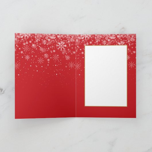 メリークリスマスエレガントシンプルの雪モダン片 シーズンカード (内部)